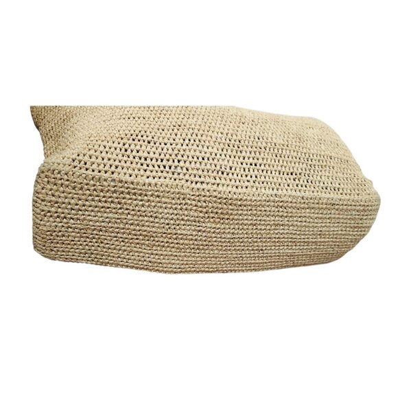 Helen Kaminski Raffia Weave Beige Tote Bag Leather Straps - Picture 7 of 16